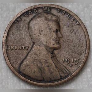 1919 Denver Minted Lincoln Copper Wheat Penny